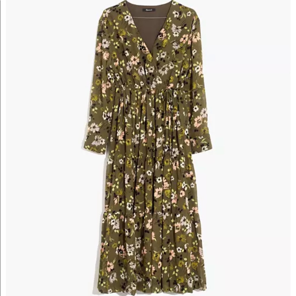 Madewell Cinch-Waist Tiered Midi Dress
